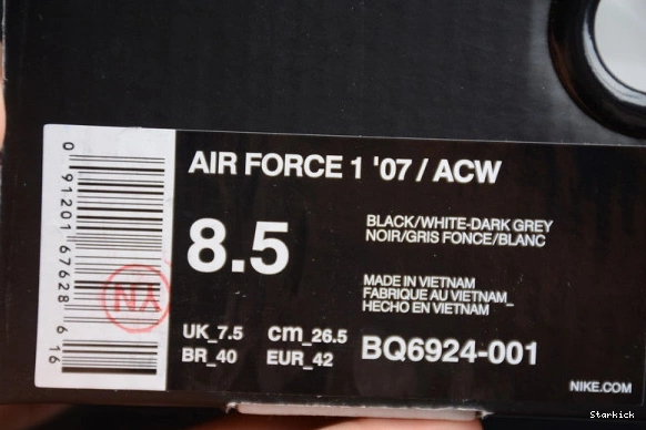 X FORCE LOW A COLD WALL AIR BQ6924-001 1 0204